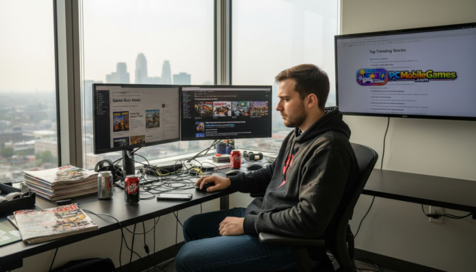 Editor reviewing latest gaming news headlines