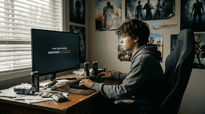 Gamer waits for game update installation